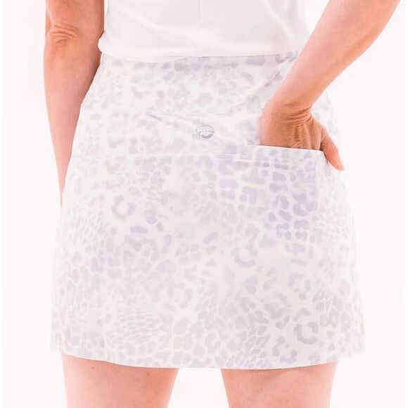 FORAY GOLF NWT WHITE LEOPARD PRINT Skort Patch Pocket 15’5 women’s large - Picture 2 of 5